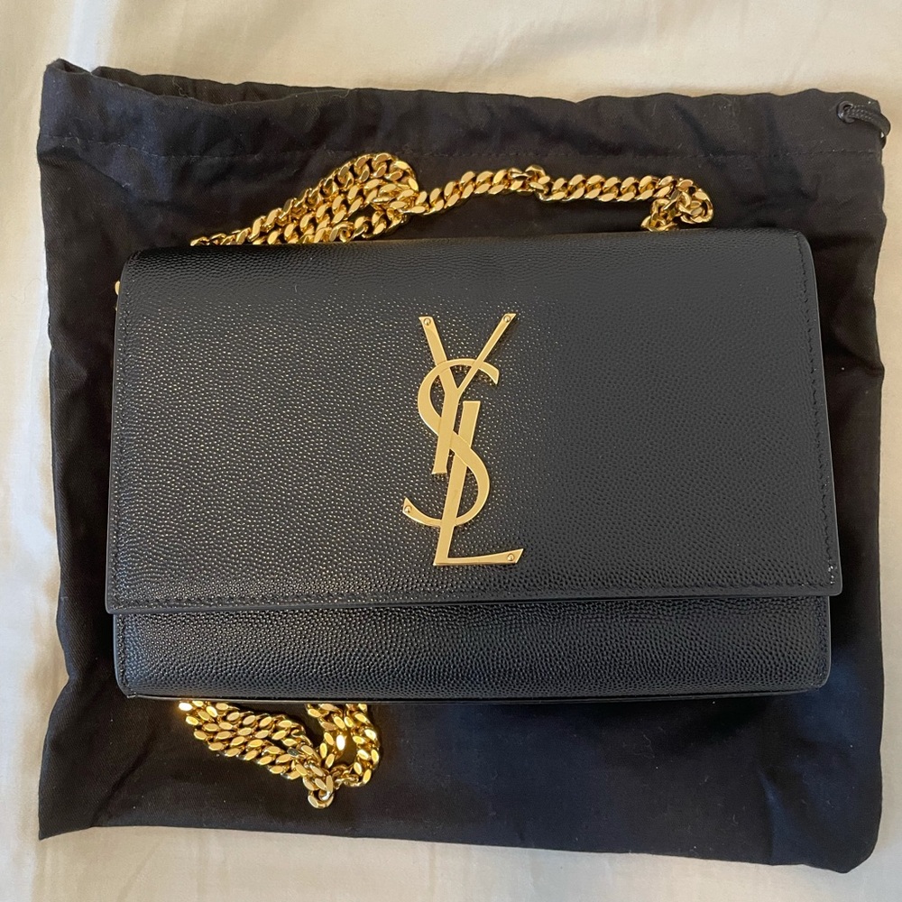 Saint Laurent YSL Kate Leather Crossbody Bag Black Size Small